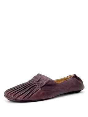 Chocolat Blu Cam2 Pintuck Leather Flats Pleated Blackberry Ballet Size 9.5 EUC